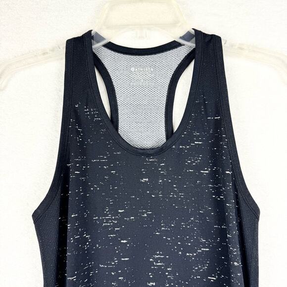 Athleta Speedlight Speckle Stretch Ruched Racerback Tank Black Speck Size S Yoga - Picture 6 of 14